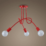 Plafonnier rouge 3 lampes – Image 4