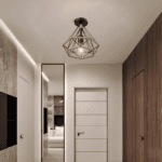 Plafonnier style industriel rotin osier