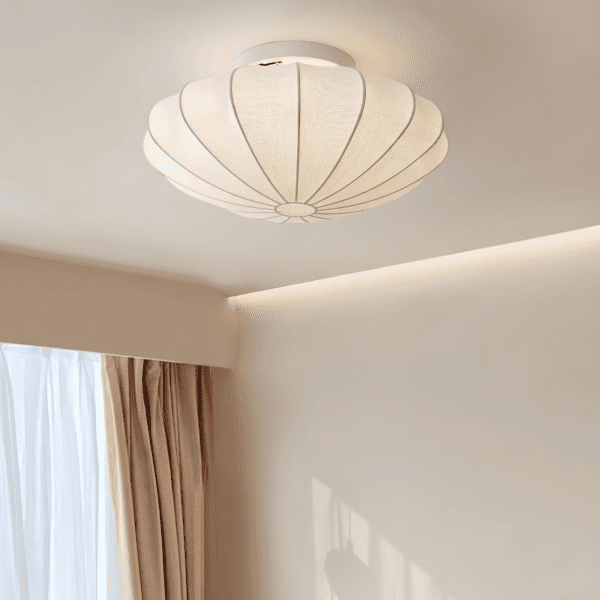 Plafonnier tissu blanc