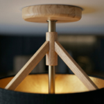 Plafonnier tissu et bois – Image 3