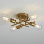 Plafonnier quatre lampes dorées – Image 6