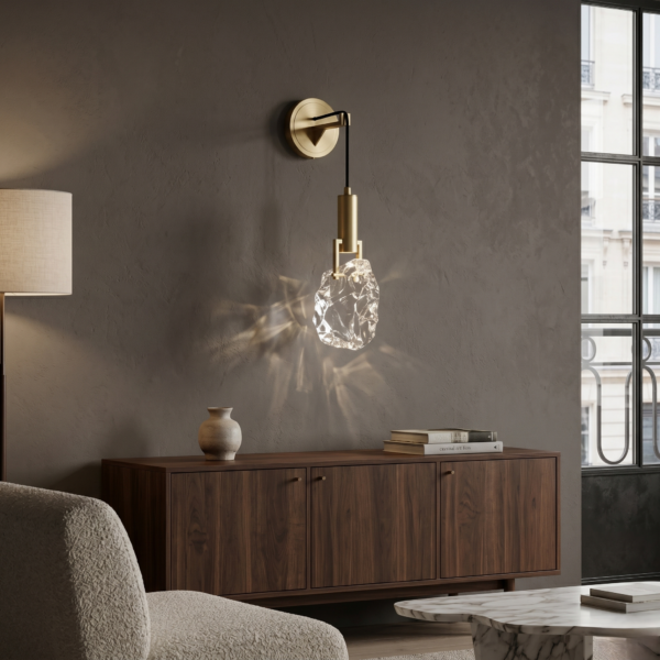 Applique murale design laiton cristal