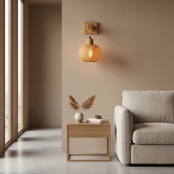 Applique murale avec cordon bambou