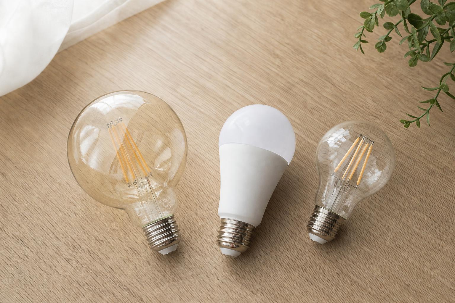 Comparatif trois types ampoules LED filament globe pour lampadaire