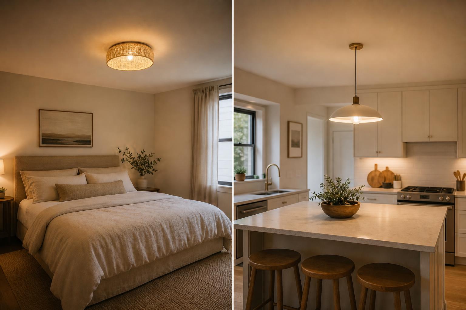 Comparatif plafonnier rotin chambre et suspension courte cuisine plafond bas