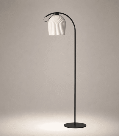 Lampadaire arqué design scandinave