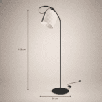 Lampadaire arqué design scandinave, 50 cm de large et 142 cm de haut