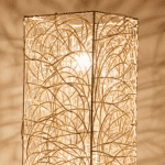Lampadaire bohème en rotin tressé, 23 cm de large et 110 cm de haut