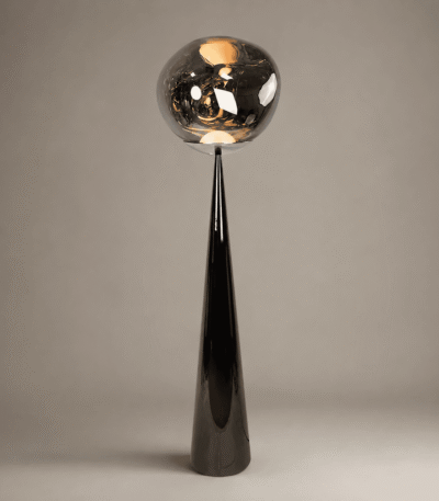 Lampadaire boule verre fumé design