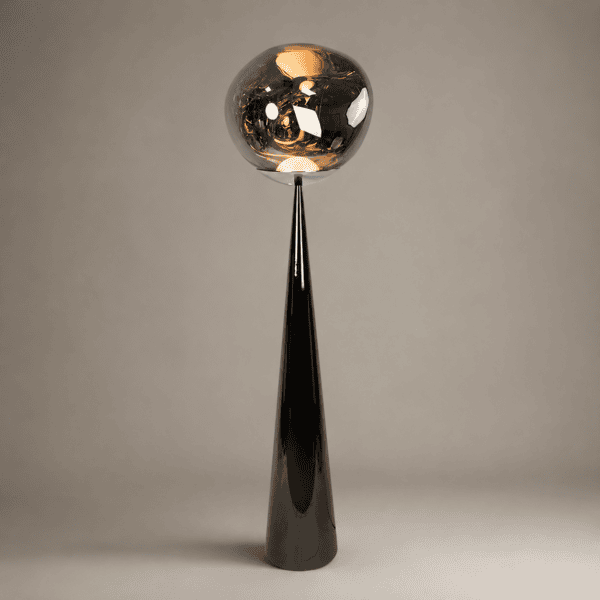 Lampadaire boule verre fumé design