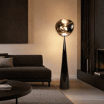 Lampadaire boule verre fumé design en acrylique