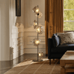 Lampadaire pétales de verre a 6 sources lumineuses