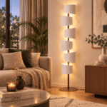 Lampadaire torsadé design scandinave a 6 sources lumineuses