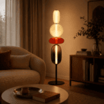 Lampadaire verre soufflé design italien en aluminium