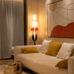 Lampadaire verre soufflé design italien, aluminium blanc