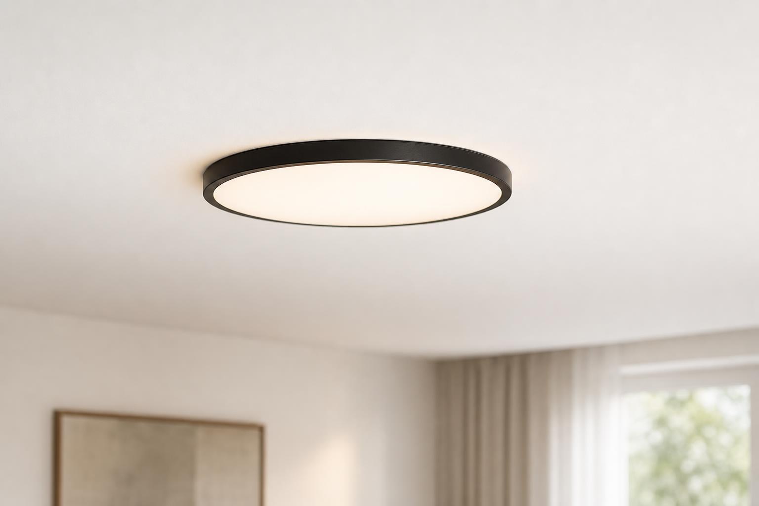 Plafonnier ultra-plat flush mount laiton brossé plafond blanc discret