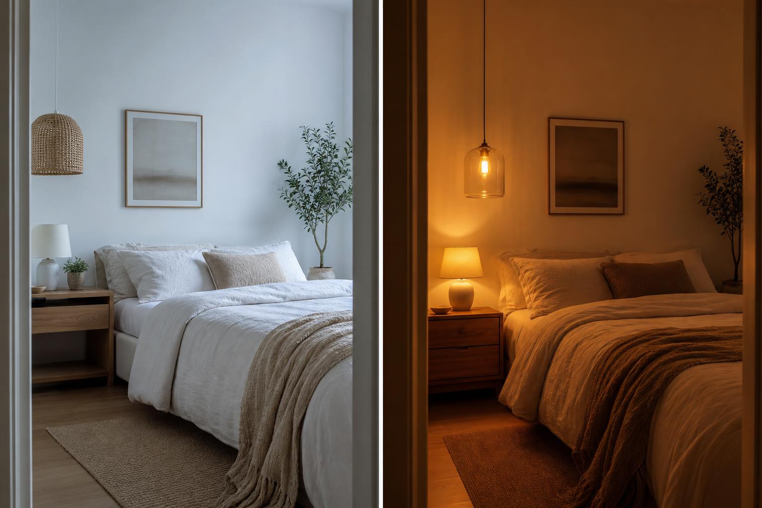 Comparaison température de couleur chambre lumière froide 4000K versus lumière chaude 2700K