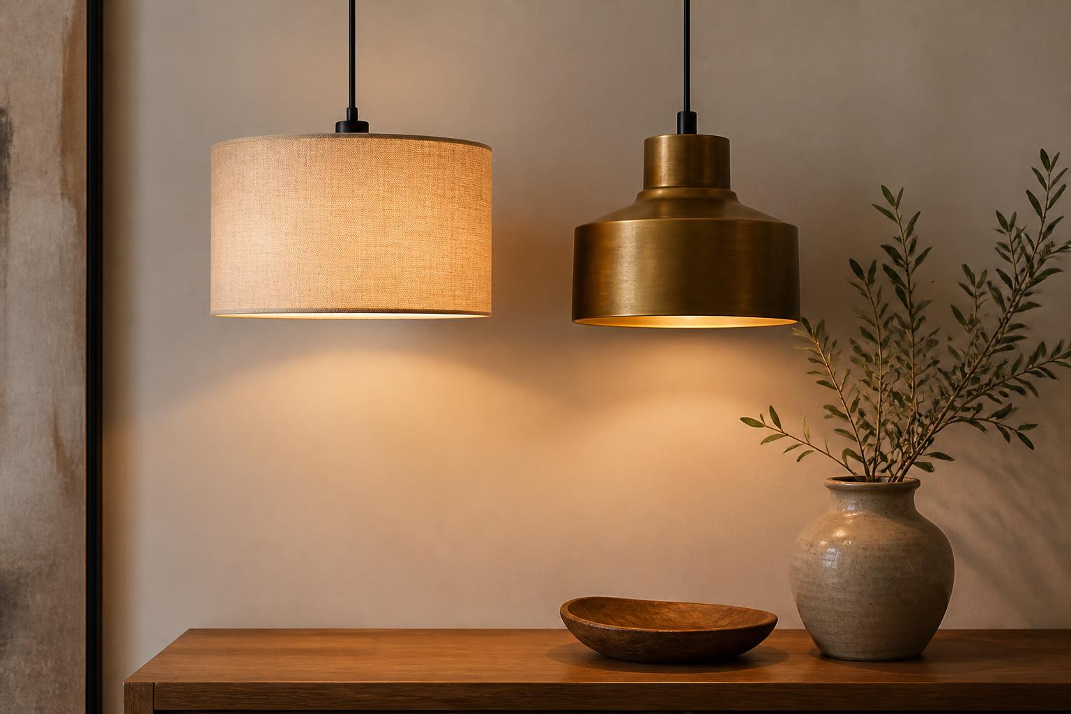 Abat-jour lin laiton cuivre lumière enveloppante chaleur salon cosy