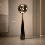 Lampadaire boule aspect verre fumé design – Image 6